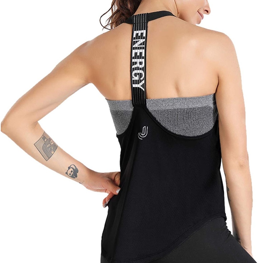JNINTH Women's Sports Top Fitness Yoga Shirt Running T-Shaped Back Quick-Drying